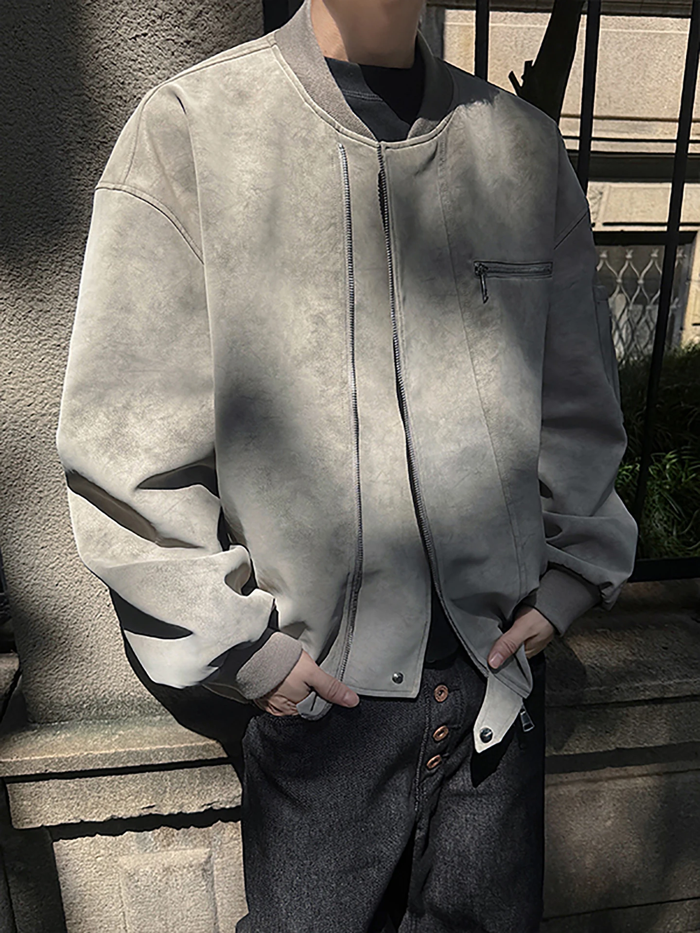 

American Sle Men's Flight Jaet Autumn Winter Casual Loose Motorcycle Leather Coat Trendy Couple Vest Cleanfit Retro