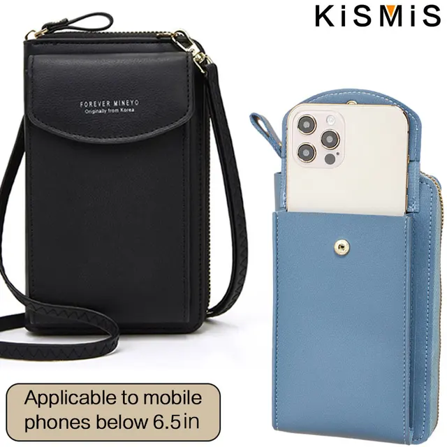 Wielofunkcyjna torba na telefon Twill PU portfel damski portfel podróżny o dużej pojemności na smartfony poniżej 6,5 cala iphone Samsung