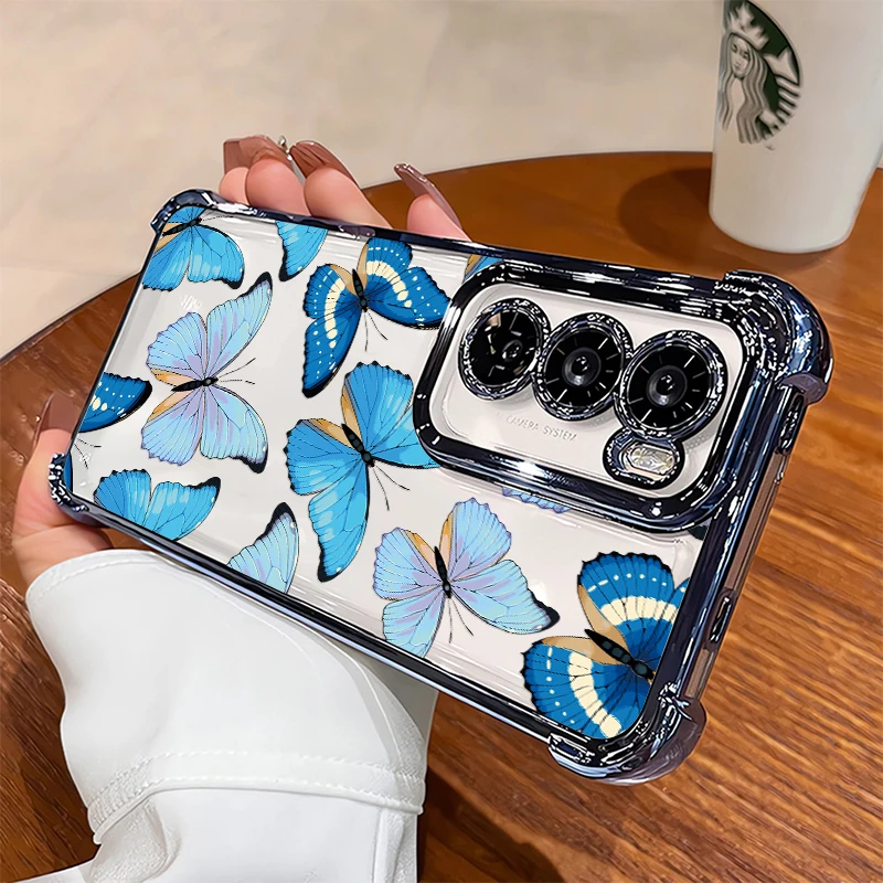 

Vivo V70 Butterfly Flower Phone Case For Vivo V60 V50 V29 Lite V70 FE V23 V25 V40 Pro V29E Shockproof Transparent Plating Cover