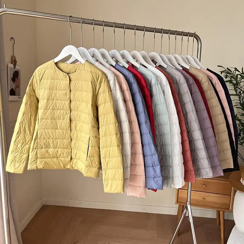 

Легкая женская пуховая куртка Cact White: модная, приталенная, теплая, однотонная, осенне-зимняя, легко хранить