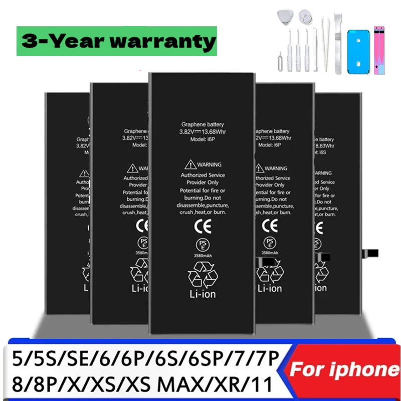 

Replacement Battery For Apple iPhone SE 2016 SE 2020 6 6S 6SP 7 8plus X XR XS MAS 11 12 13 14 PRO MAX Phone Bateria