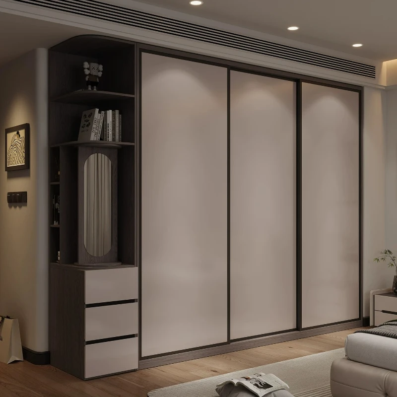 Modern Sliding Door Wardrobe Household Bedroom Closet Simple Light Luxury Double Wardrobes Clothes Closets Cabinet Furniture