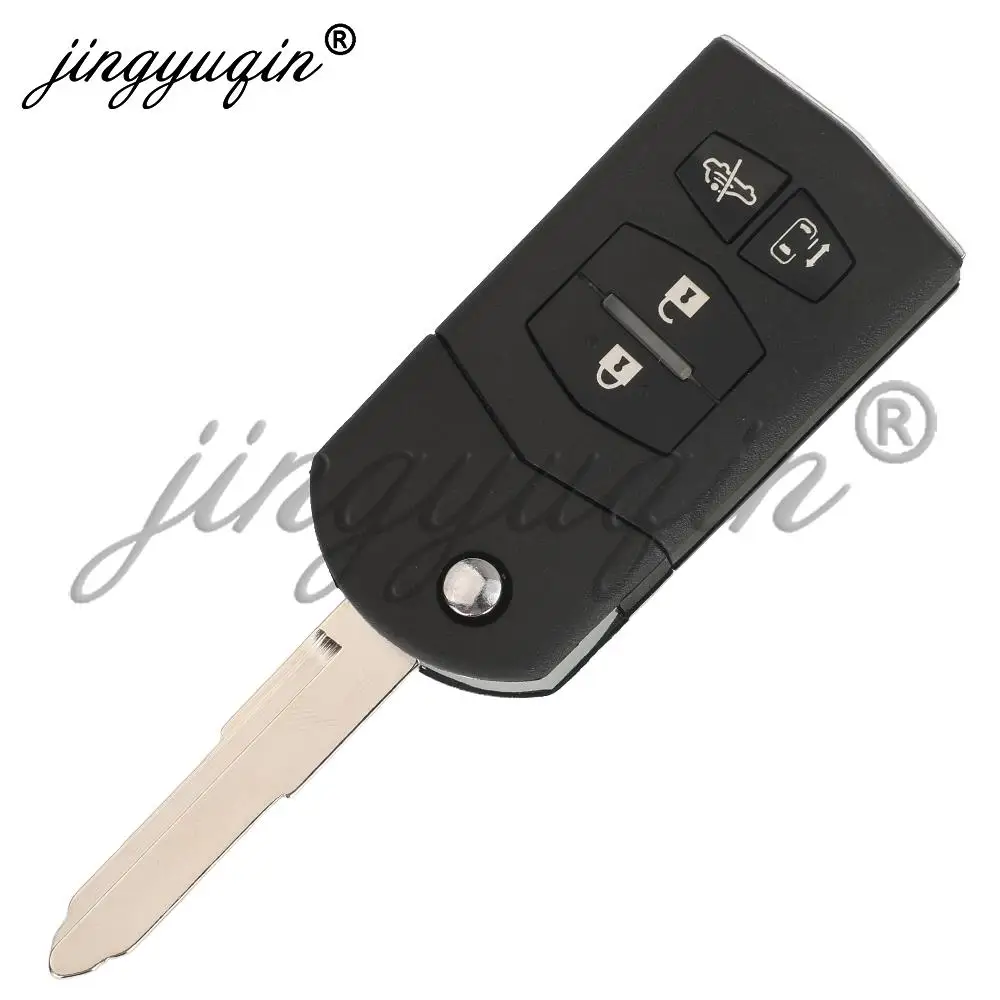 jingyuqin 4 Buttons Flip Car Key Shell For Mazda 2 3 5 6 M5 M6 CX-5 CX-6 2004+ Folding Auto Key Case Housing Replacement MAZ24