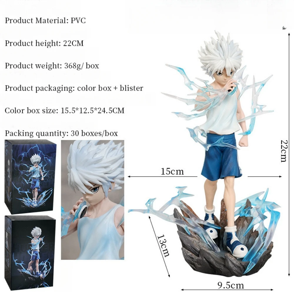 Hunter×Hunter Killua Zoldyck Anime Figurine Action Figuresรูปปั้นคอลเลกชันรุ่นของเล่นเดสก์ท็อปเครื่องประดับตกแต่งห้องของขวัญ