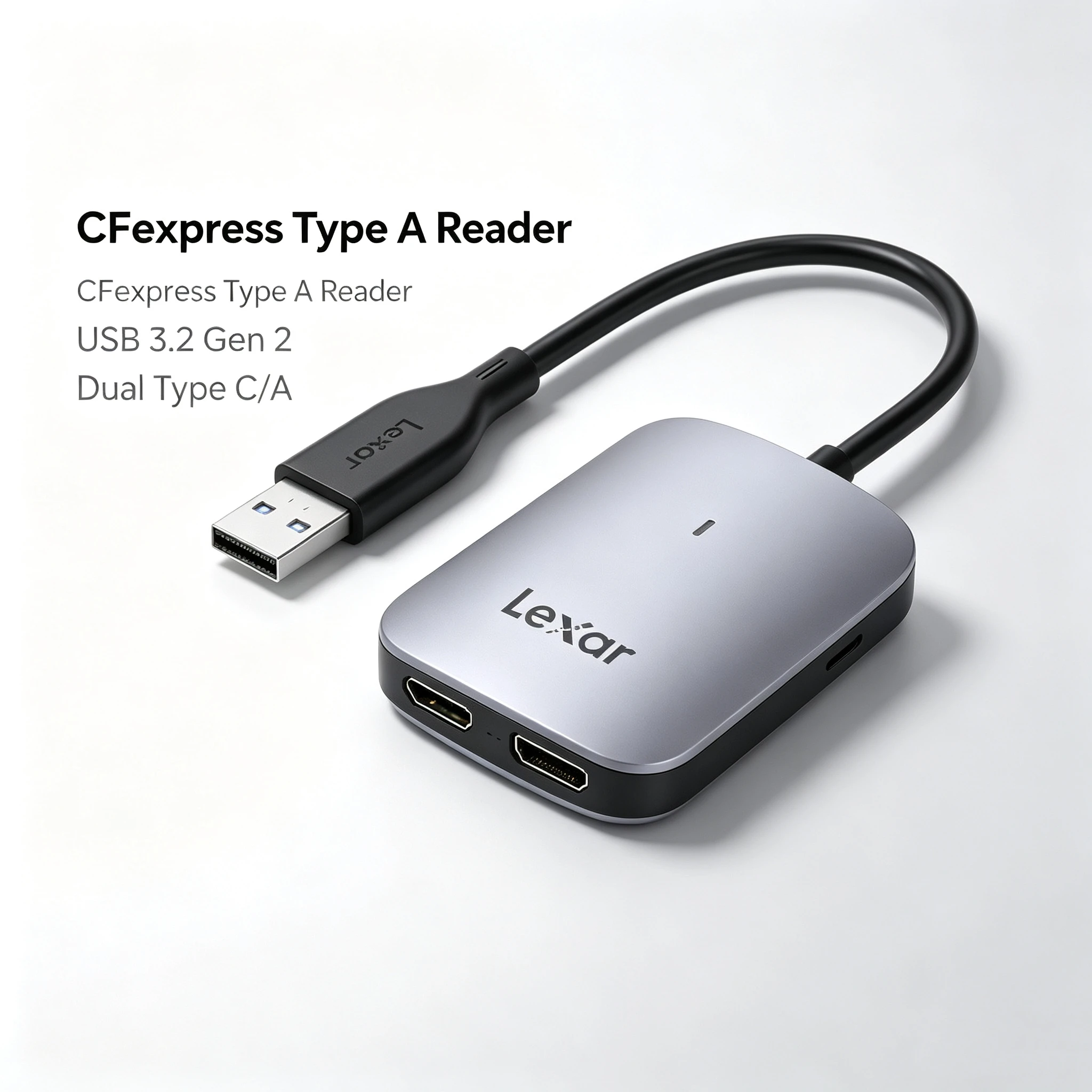 lexar-cfe-a-カードリーダー-usb-32-gen-2-cfexpress-type-a-メモリカードリーダー。カメラ、写真、ビデオ撮影に最適なデュアルtype-a-type-c対応。