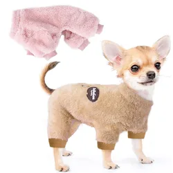 Thermo-Samt-Hunde-Pyjama, Winter-Overall für kleine Hunde, Welpen- und Katzen-Nachthemd, Onesies, Chihuahua, Yorkie, Pudel, Junge, Hundekleidung