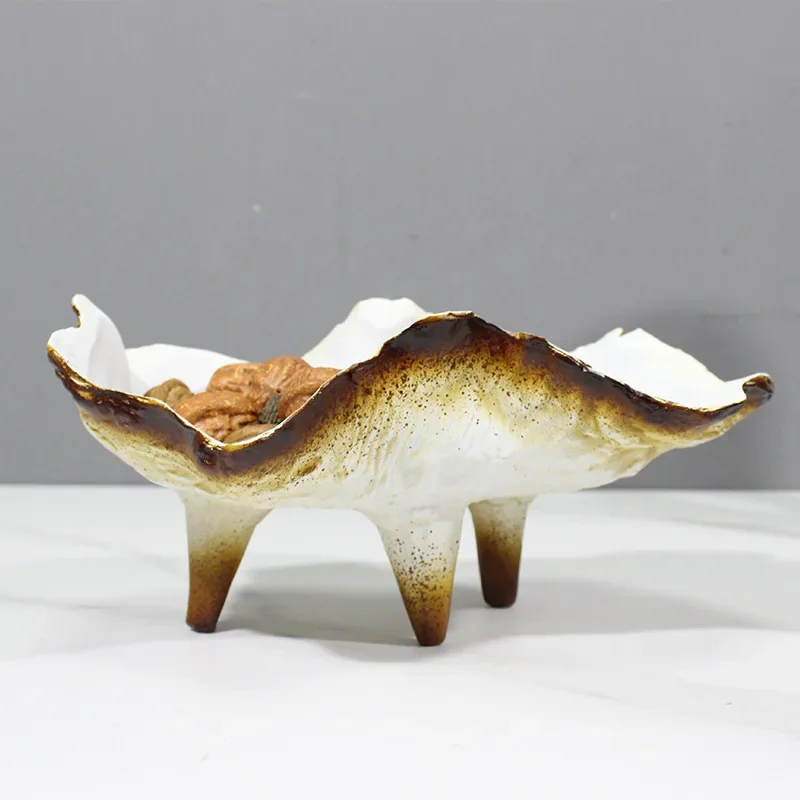 Modern wabi-sabi wind caramel color white storage tray, creative tray B & B hotel model room decoration ornament