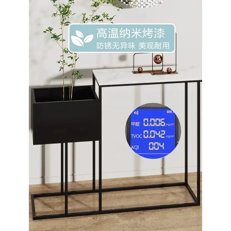 

-Creative Entrance Facing The Door, Art Foyer, Light Luxury Rock Panel Foyer Table, Flower Rack, Wall Storage Rack, Table