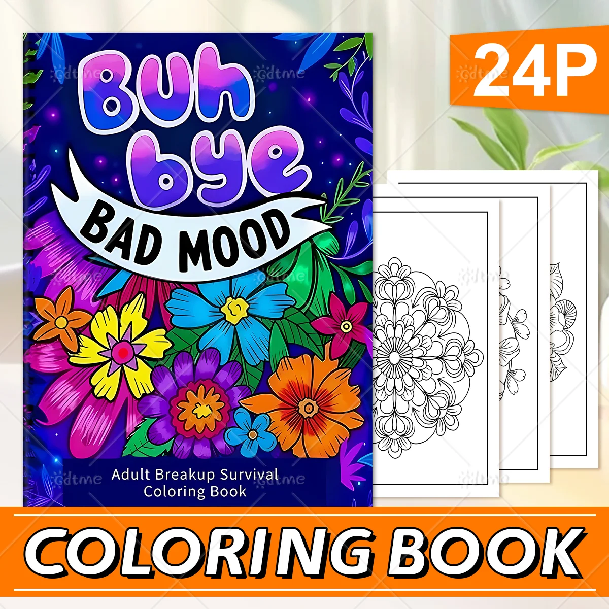 

Bad Mood Coloring Book 24 Pages Breakup Recovery Art for Adults Stress Relief Emotional Healing Gift DIY Painting Drawing