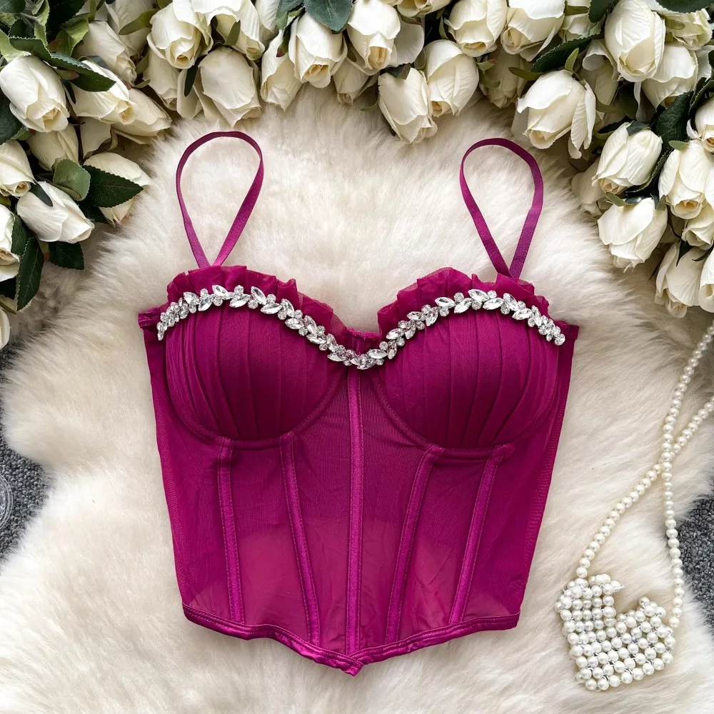 

Sexy Edible Tree Fungus sweet Bandage Camis Chic Korean Fashion Tank Top Slim Corset Bustier Summer Club Hotsweet Crop Top