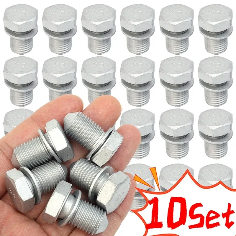Car Oil Drain Screw Washer Set N90813202 Auto Engine Pan Oil Drain Gearbox Bolt Car Replaceable Accessories For Volkswagen Audi