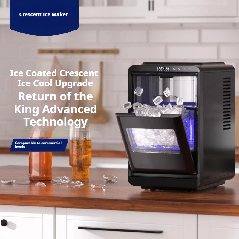 Commercial Automatic Crescent Ice Maker 185W High Capacity Energy Efficient for Bubble Tea Shop & High-End Bar