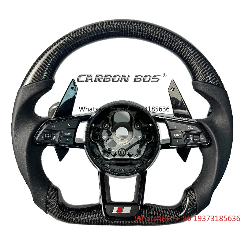 

Carbon Fiber Start Button S-Line Leather Steering Wheel for Audi R8 TTRS C6 C7 S7 S4 A4 B8 RS3 SQ5 S5 B9 A6 C8 A3 2018