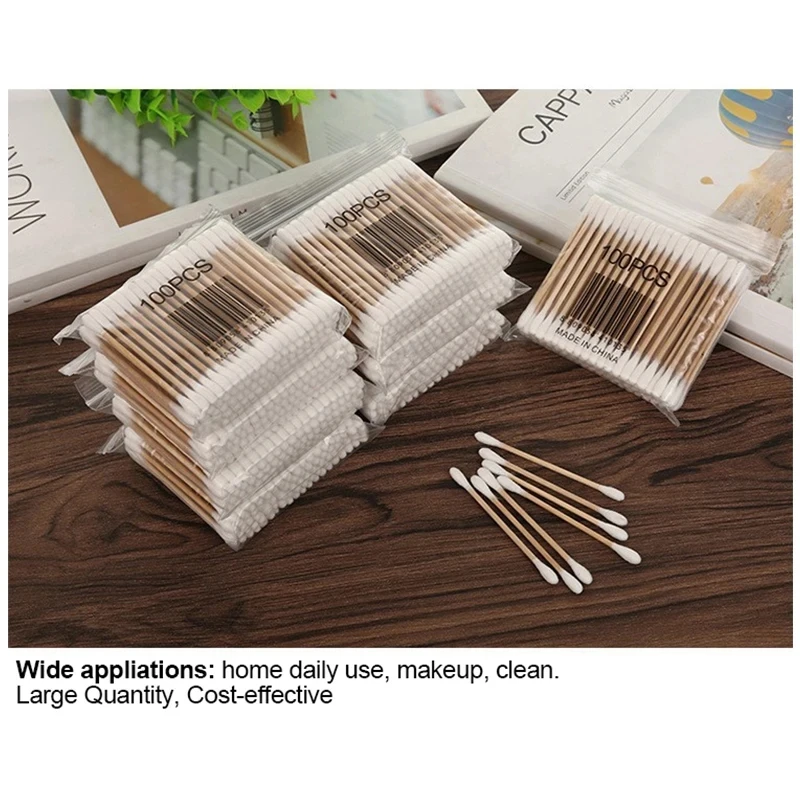 500pcs Double Head Cotton Swab Women Makeup Cotton Buds Tip for Wood Sticks Nose Ears Cleaning Health Care Tools