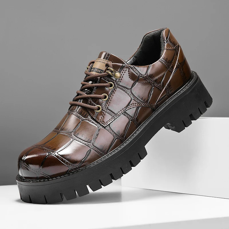 

New Men's Wide-brimmed Leather Shoes, Casual Thick-soled Derby Shoes, Formal British-style Leather Shoes