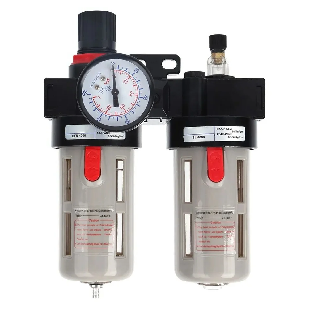 

BFC4000 compressed air filter with pressure gauge water-oil separator, air purifier for industrial equipment and pneumatic syste