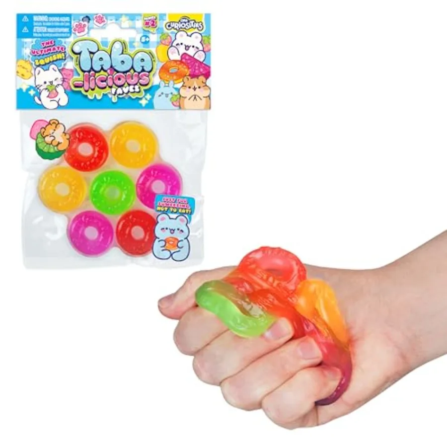 

ORB Tabalicious Faves TABA Squishy Food Gummy Rings Candy Toy - Soft, Sticky Play Food TABA Squishies to Squish, Squeeze - Fun