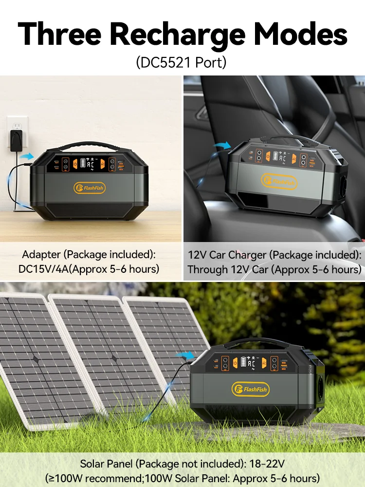 FF Flashfish Tragbare Powerstation mit 100W Solarpanel 288,6Wh Solargenerator für Stromausfälle, Notfälle und Zuhause, Solarstromstation