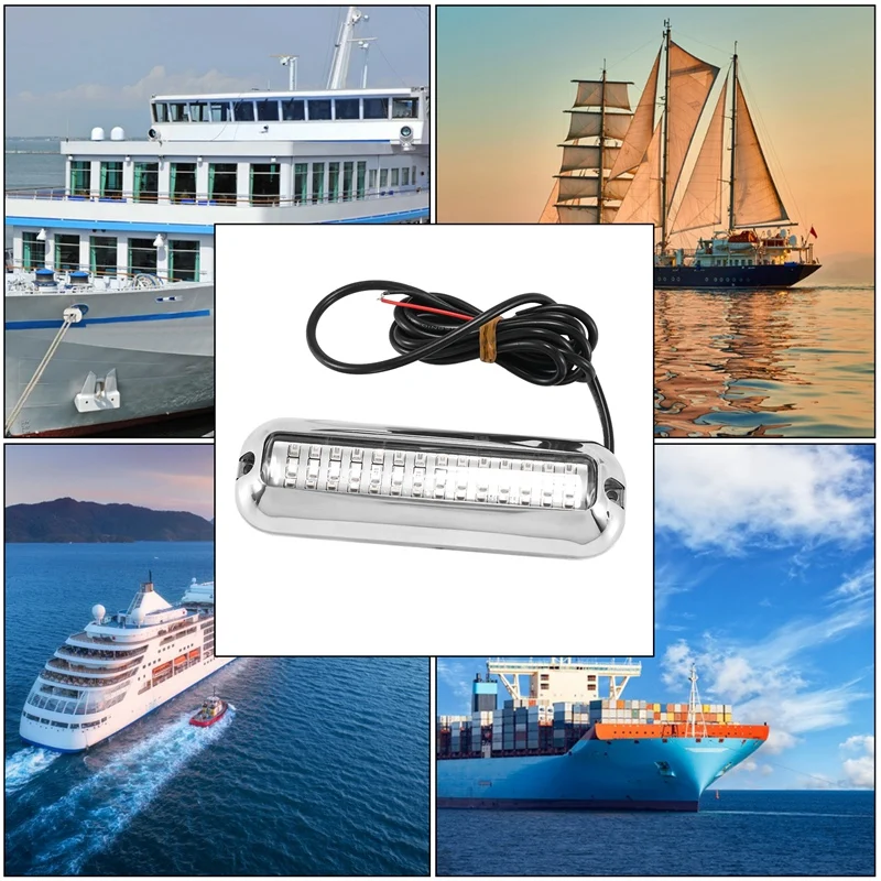 2Pcs 42LED Boat Drain Light Boat Transom Light Blue Underwater Pontoon Marine Light