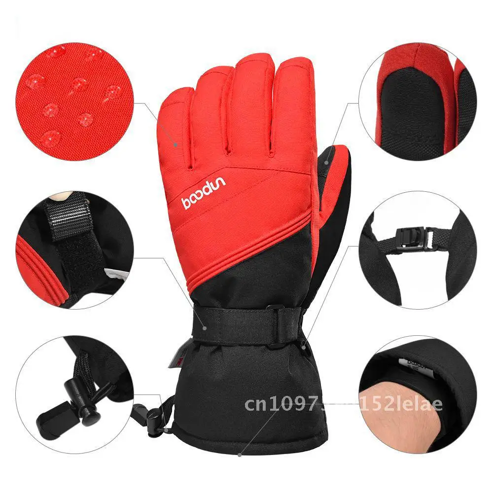 Bo inverno novas luvas de esqui ao ar livre com veludo interno montanhismo luvas quentes impermeáveis