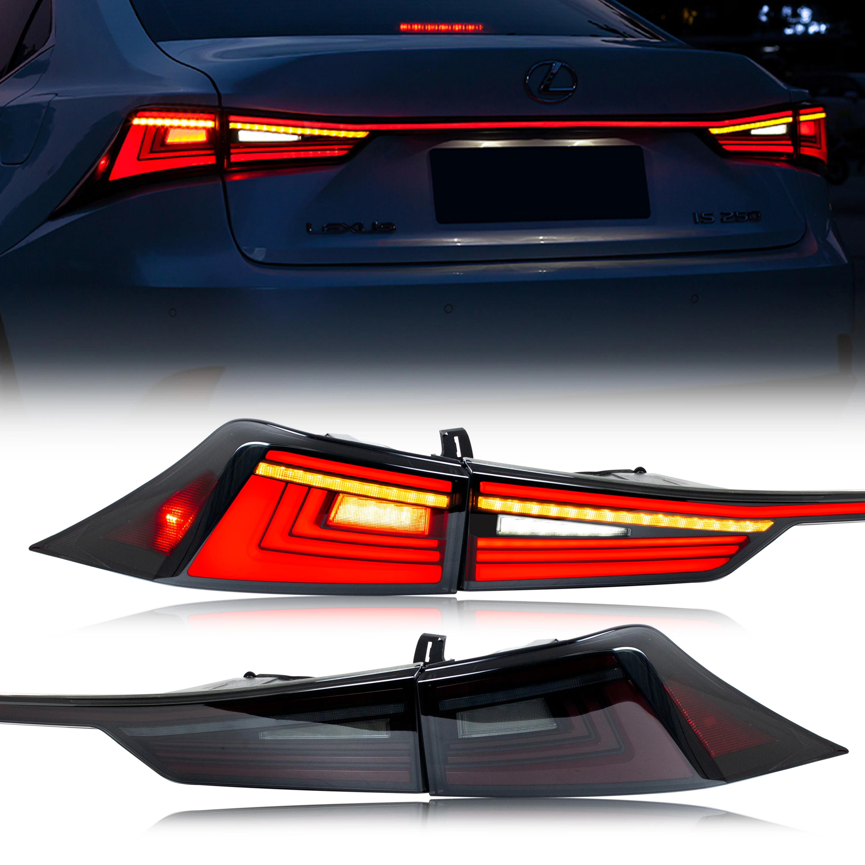 LED Tail Lights for Lexus IS250 IS350 IS200t IS300 3IS ISF 2014-2020 Dynamic Animation Sequential Blinker Rear Lamps Assembly