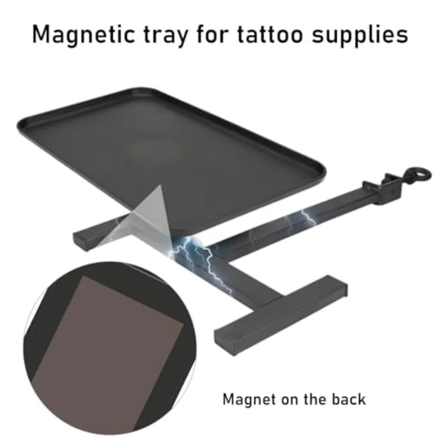 محطة عمل وشم متعددة الوظائف مع رف تخزين الصباغ بإضاءة LED متكامل وحامل لوحي وتعديل الارتفاع الهوائي