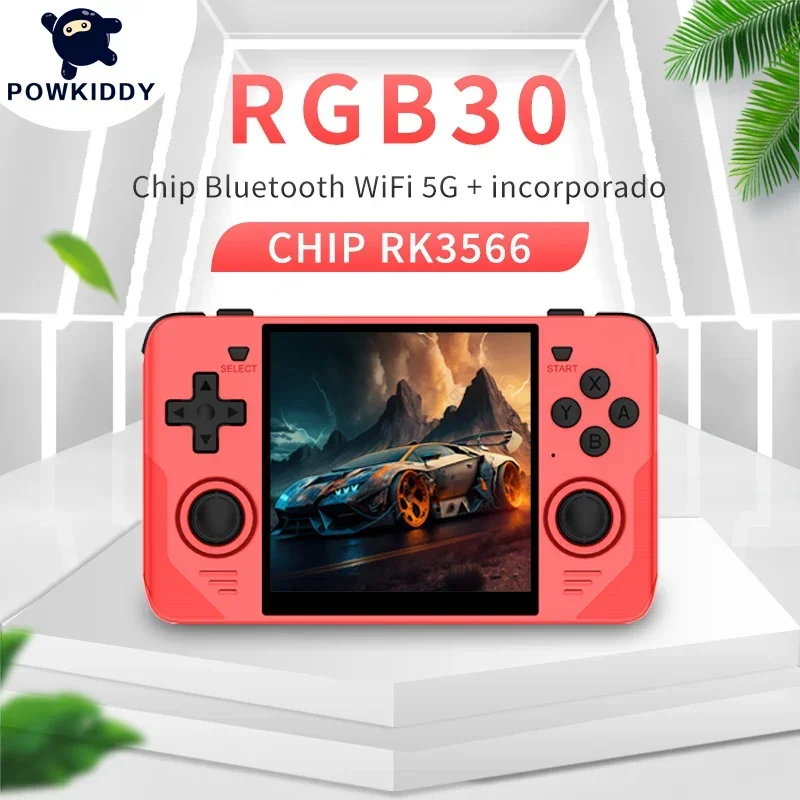 

POWKIDDY RGB30 Red 720*720 4 Inch Ips Screen Built-in WIFI RK3566 Open-Source Retro Handheld Game Console Children's Gifts