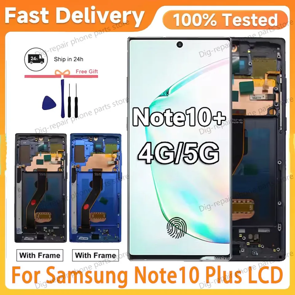 For Samsung Note 10+ Display Support S Pen Fingerprints AMOLED Screen For Samsung Note 10 Plus N975F Lcd Display Touch Screen
