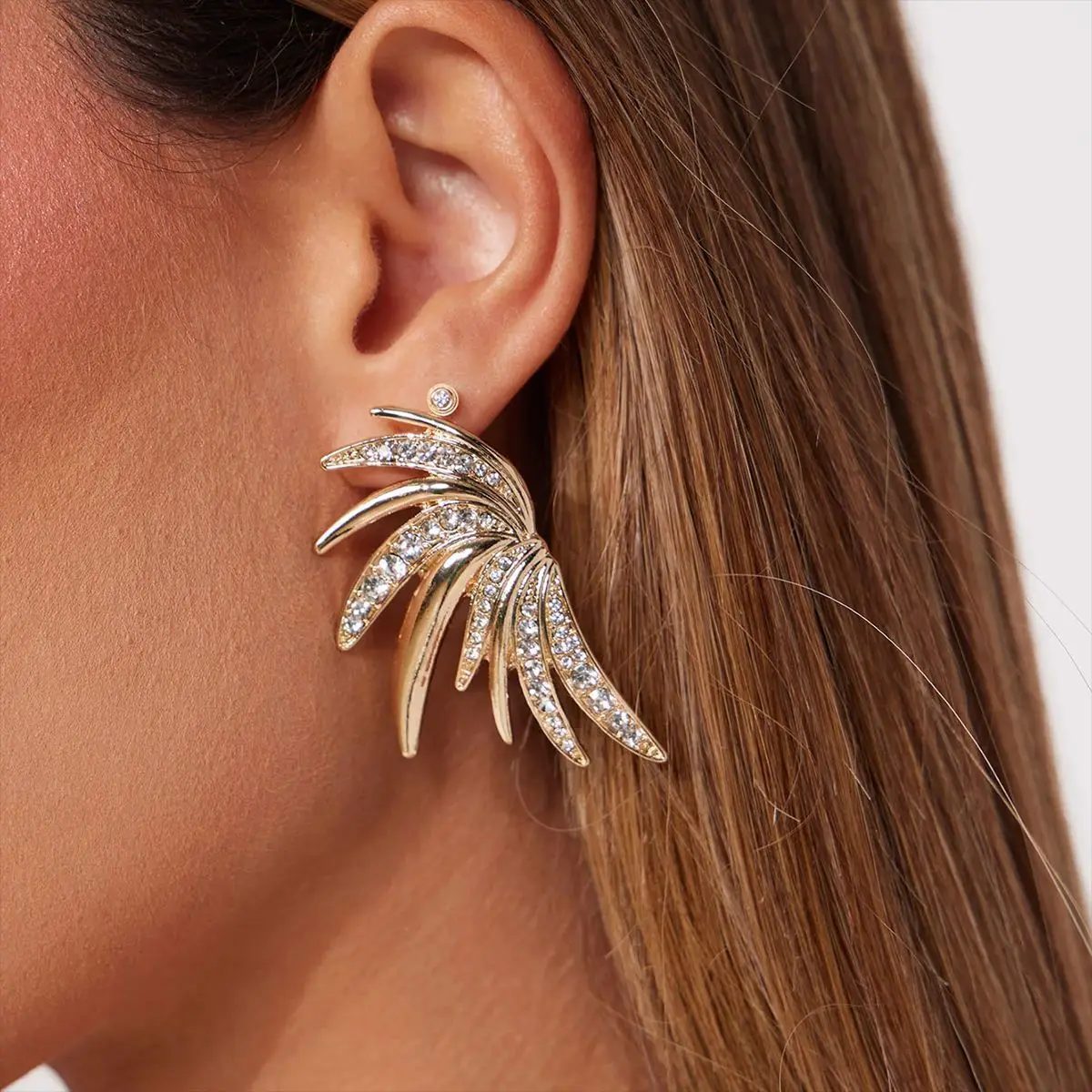 

Stainless Steel PVD 18K Gold Plated Tarnish Waterproof Big Wings Earring For Woman Jewelry Wholesale Trendy