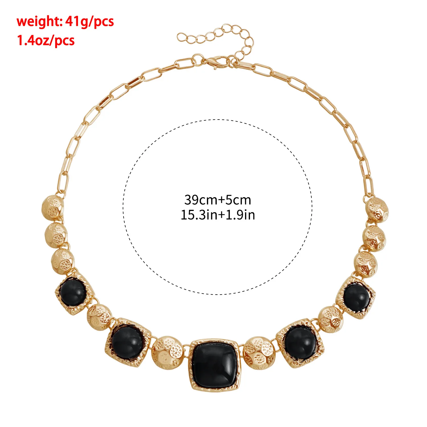 Cross border jewelry, vintage collision gold geometric square necklace, high-end metallic collarbone chain