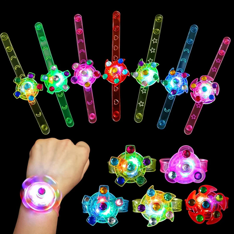 6/12 Pcs LED Luminous Spinner Bracelet Kids Birthday Party Favors Pinata Goodie Bag Filler Guests Gift Toy Christmas Halloween