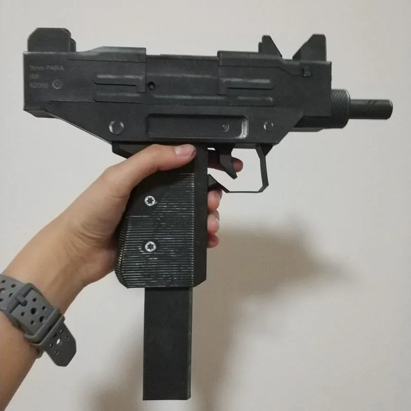 Pistolet maszynowy UZI pistolet papierowy Model broń palna 3D Stereo ręcznie robione rysunki wojskowe Papercraft montaż zabawka