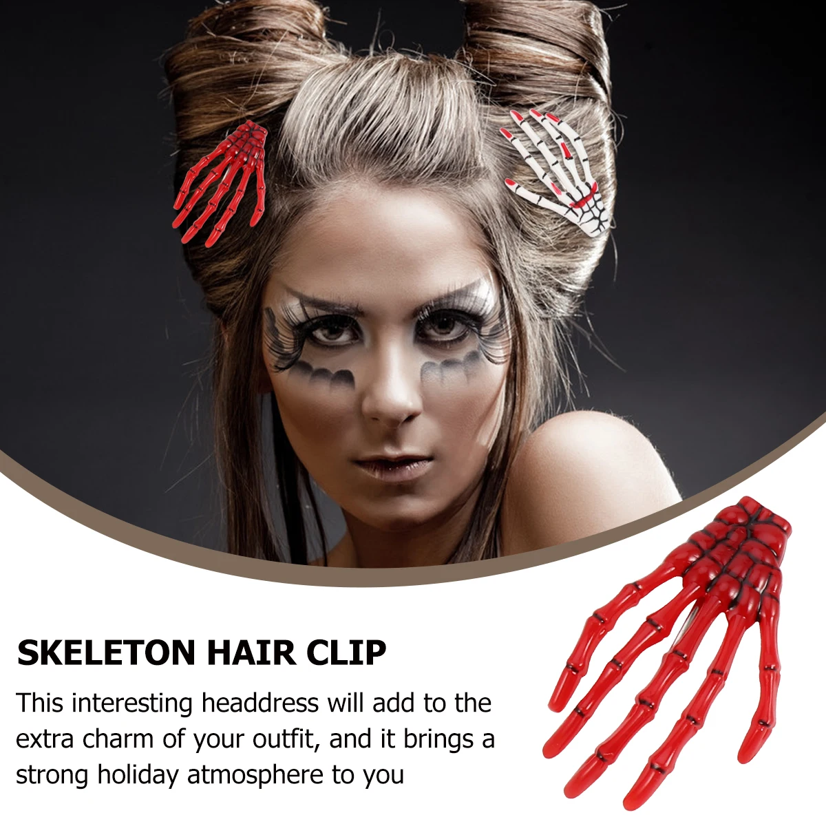

8pcs Hand Hair Clips Fluorescent Claw Hairpin For Women Halloween Party Selfie Prop Decorative Bone Barrettes