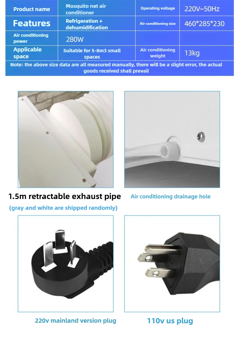 24 ساعة الموقت التبريد التدفئة سطح المكتب تكييف الهواء الصغير المحمولة نافذة مكيف الهواء صندوق برودة مزيل الرطوبة أنبوب مجاني