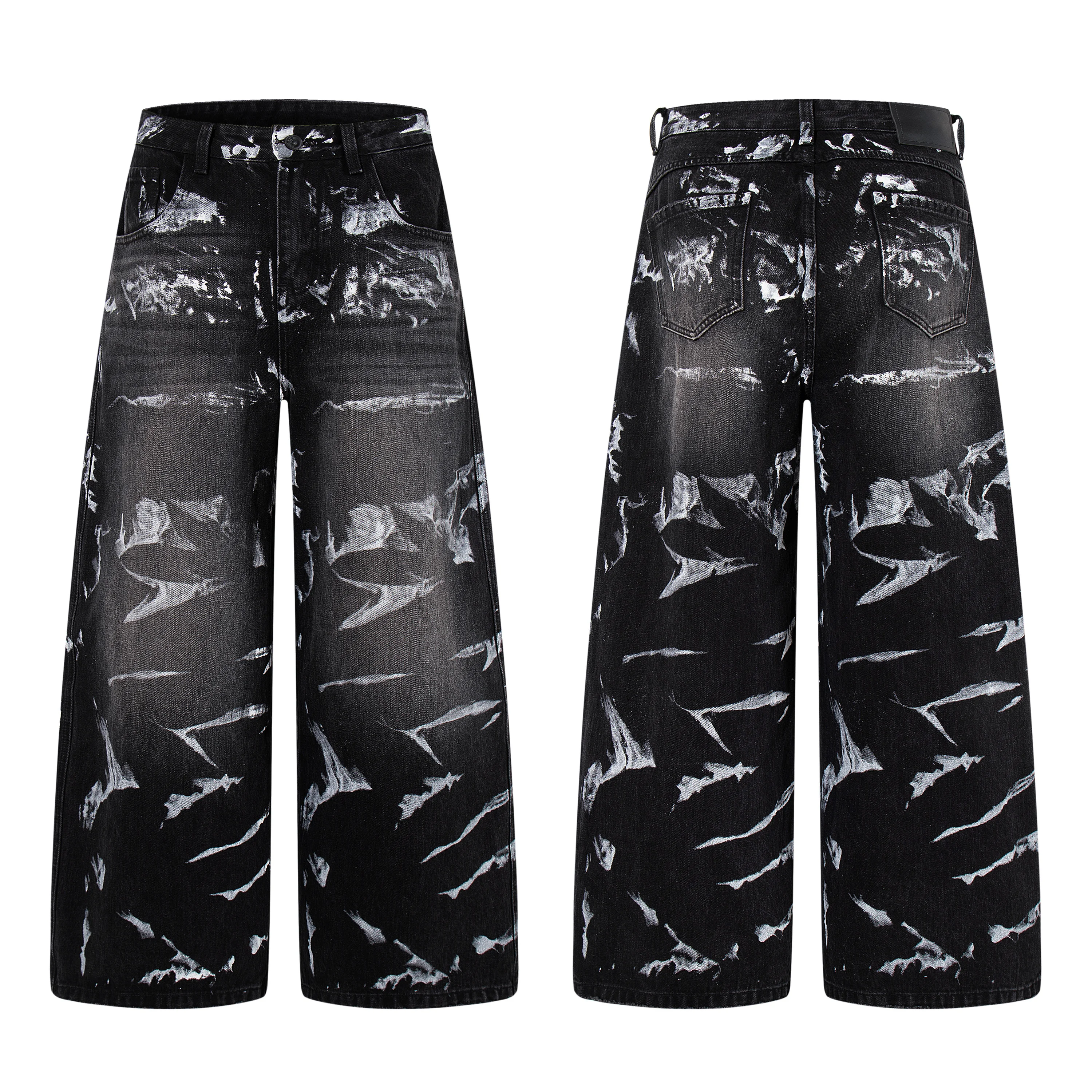 

AL88066 BLCG High Waist Super Quality Loose Fitting Denim Pants Heavy Thick Unisex Fashion Stylish Painting Jeans