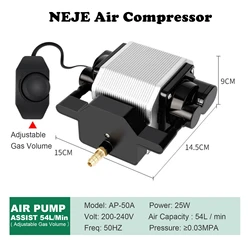 NEJE Laser Engraver Air Assist Pump 25W Air Compressor With 54 L/Min Air Output