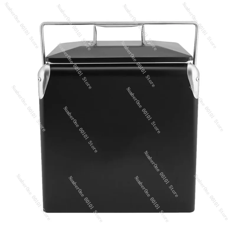 Metal Insulated Cooler Box Portable Car Refrigerated Storage Box Food Fresh Keeping Container For Outdoor Camping Party