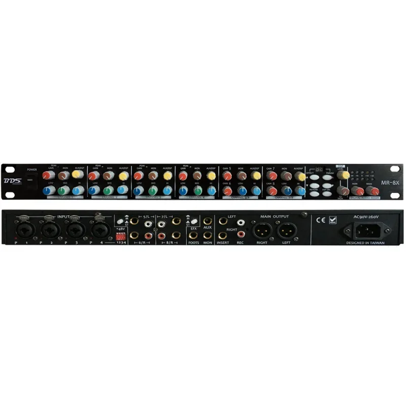 BDS MR-8X 8CH Digital Audio Mixer Mixing Console with 100 Kinds of Effects for Speakers Amp Microphone