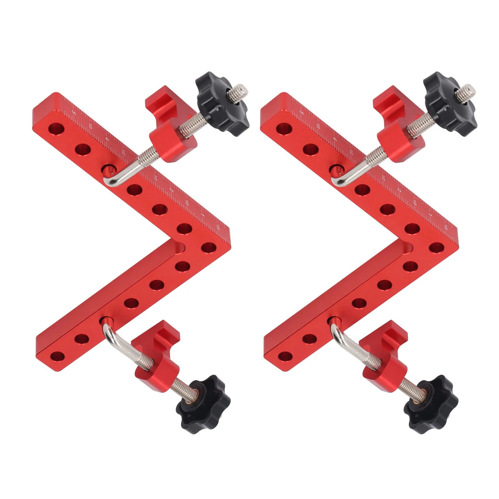 2 Sets 90 Degree Positioning Square 140*140mm Aluminium Alloy Metric Imperial Scale Right Angle Corner Clamp for Woodworking