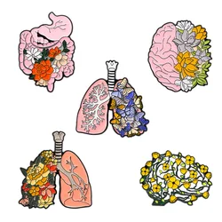 고스 오르간 에나멜 핀, 뇌 폐 창자 및 위 할로윈 펑크 맞춤형 금속 브로치 배지, 친구 선물, 도매