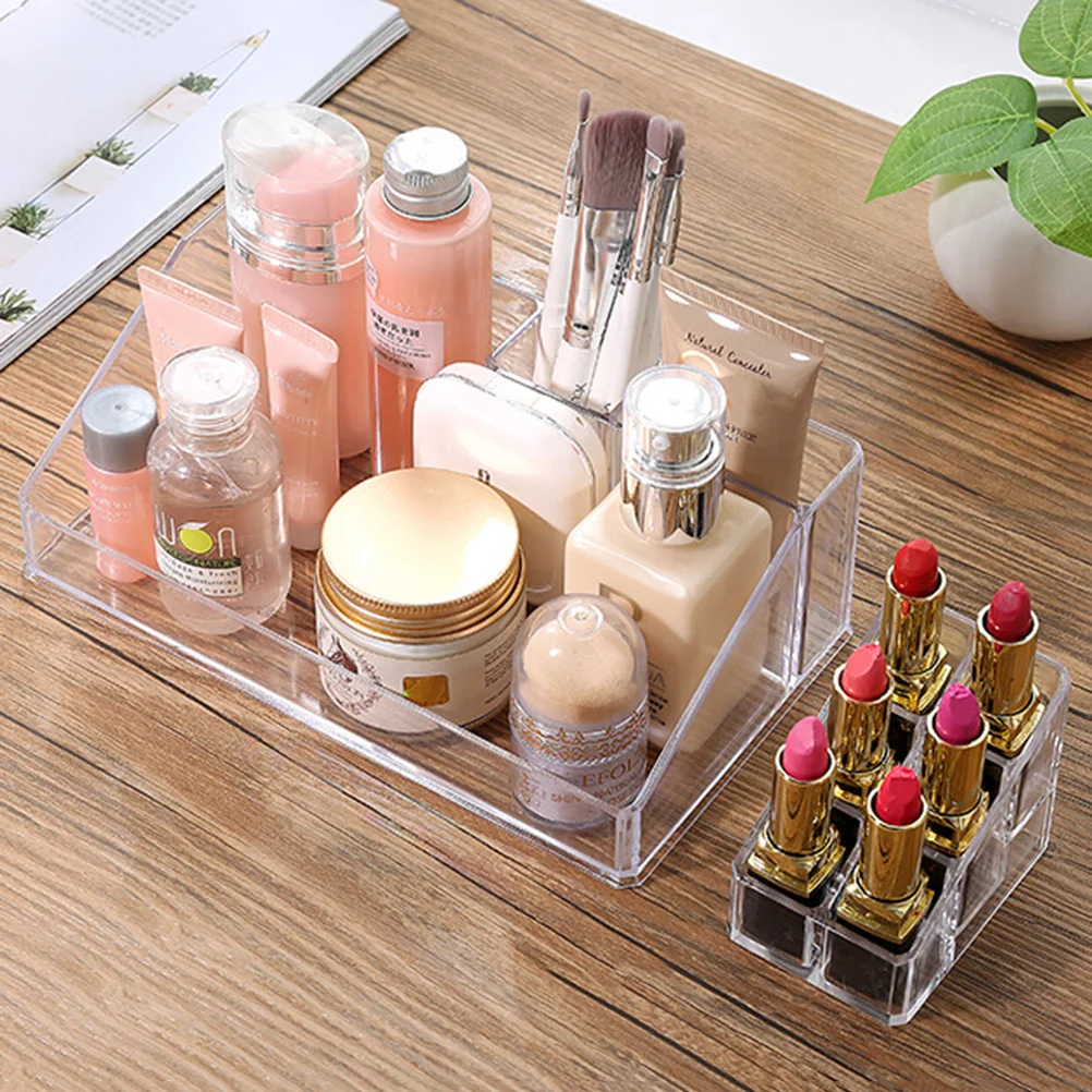 Boîte de rangement de maquillage transparente créative, support acrylique, présentoir de bureau pour rouges à lèvres, vernis à ongles