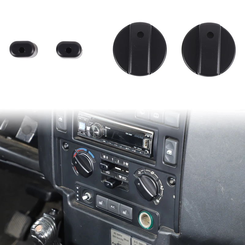 Aluminum Alloy Black For Land Rover Defender 90 110 130 2004-2018 Car Air Conditioner Volume Adjustment Knob Cover Accessories