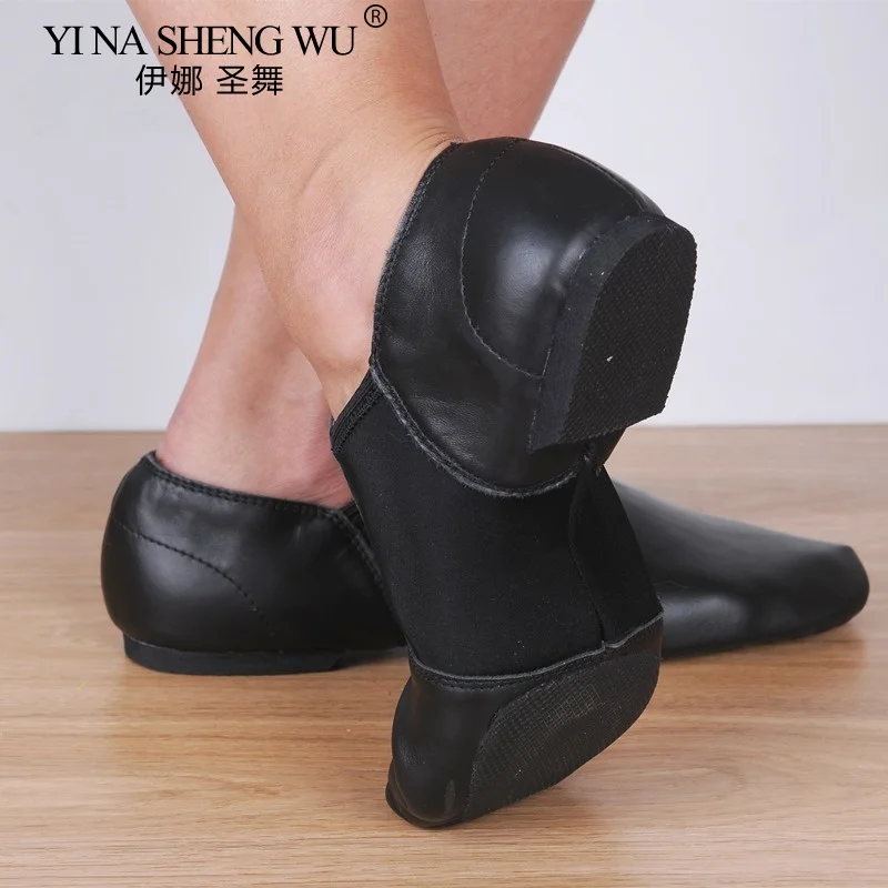 Chaussures de danse Jazz en cuir véritable, baskets de ballet à semelle antidérapante noire beige, de haute qualité pour adultes, pour filles et femmes