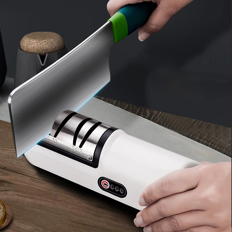 

Electric Knife Sharpener Kitchen Gadget Multi-function Artifact Sharpening Stone Household Fast Small Automatic Knife Sharpener