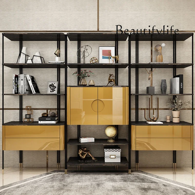 XX Bookshelf Stainless Steel Multi-layer Creative Luxury Home Study Shelf Designer Display Shelf