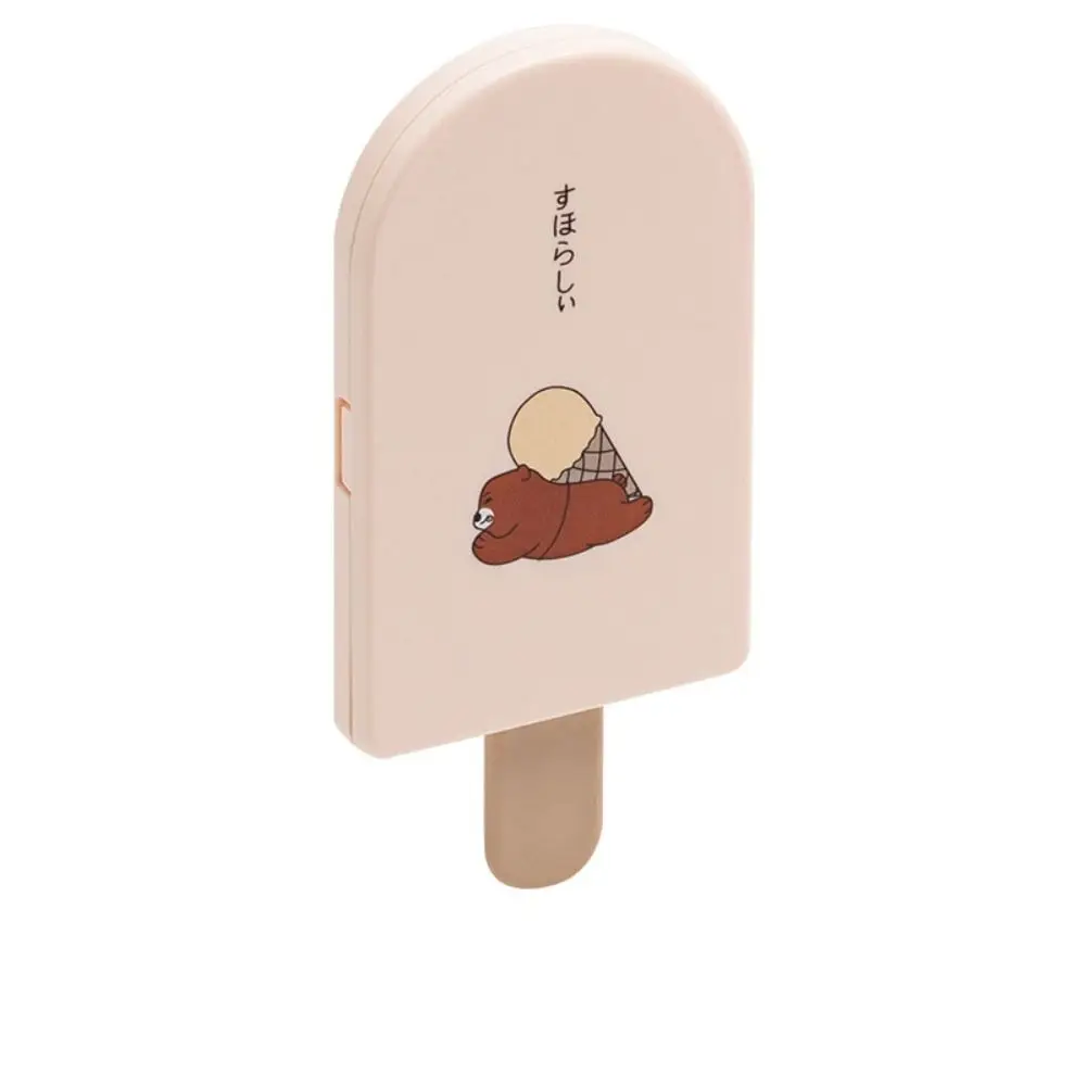 Simple Ice Cream Shape Hand-Held Mirror With Comb Square Compact Pocket Mirror Folding Plastic Cosmetic Mirror Student