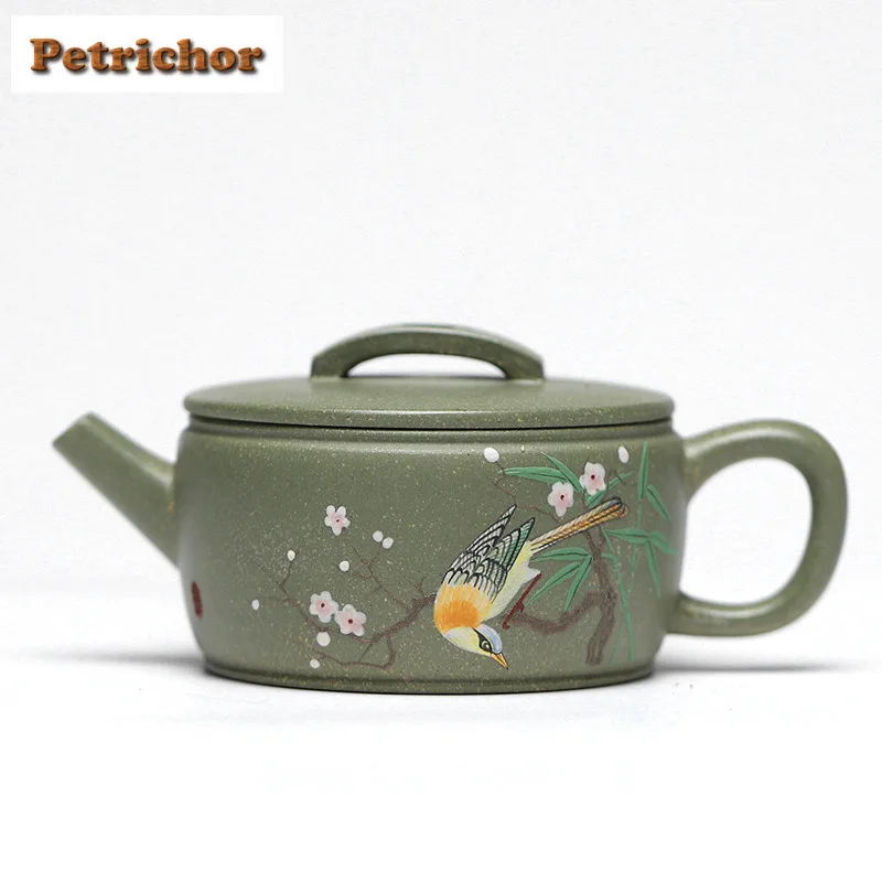

200ml Retro Yixing Purple Clay Teapots Handmade Large Caliber Pot Raw Ore Bean Green Mud Kettle With Infuser Zisha Tea Set Craft