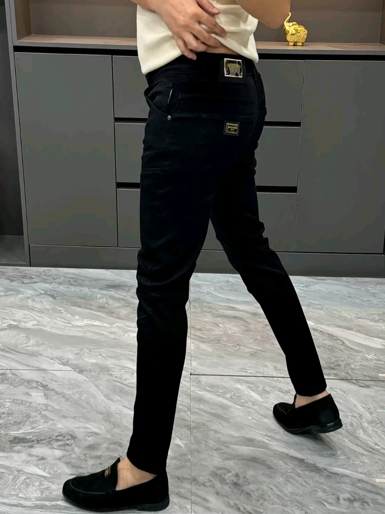 

New Men's Autumn Winter Faionable Personali Jeans High Waist Slim Fit Casual Sle Water Waed Antibacterial Stand Ed...