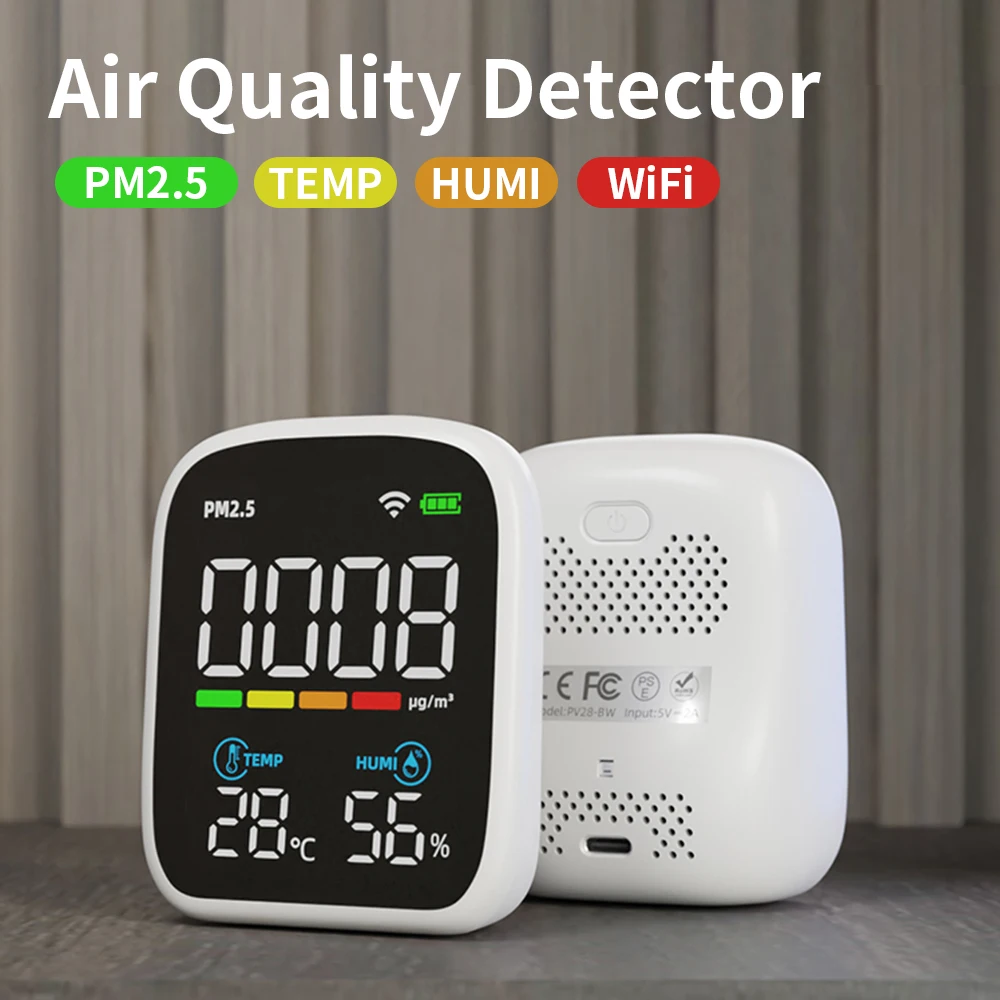 Imagem -03 - Portátil Wifi Qualidade do ar Tester Pm2.5 Co2 Poluição do ar Analisador Temperatura Umidade Teste Medidor App Controle Sensor Infravermelho