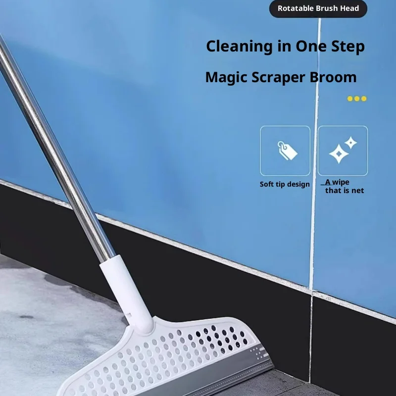 ممسحة مكنسة سحرية منزلية، ممسحة متعددة الوظائف للحمام الرطب والجاف، ممسحة سيليكون غير لاصقة #6